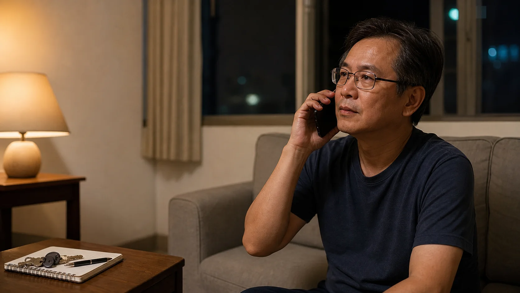 屋主在夜間接聽守護犬通知電話